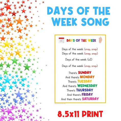 days of the week songs for preschoolers